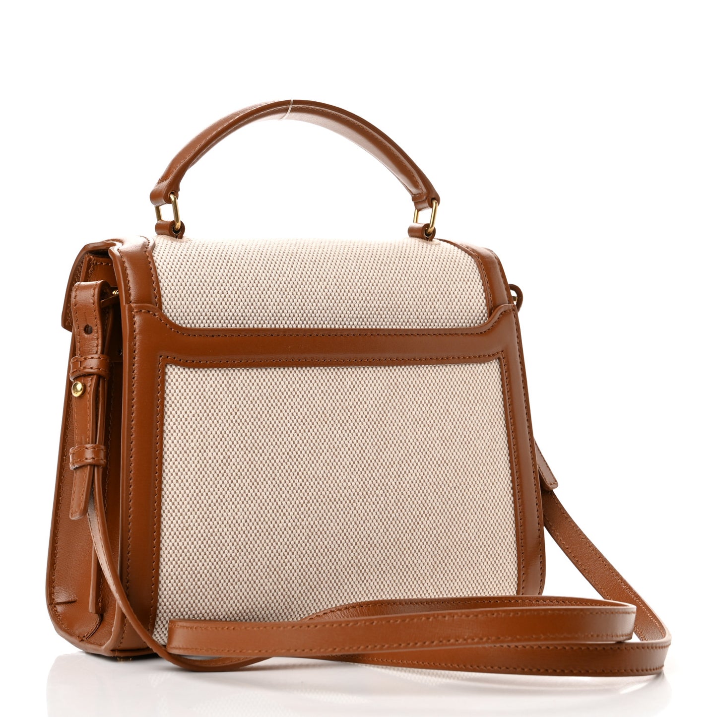 Canvas Calfskin Mini Classic Monogram Cassandra Top Handle Tan Natural