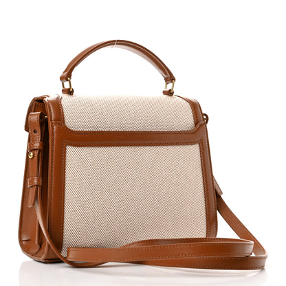 Saint Laurent Canvas Calfskin Mini Classic Monogram Cassandra Top Handle Tan Natural 3 of 10