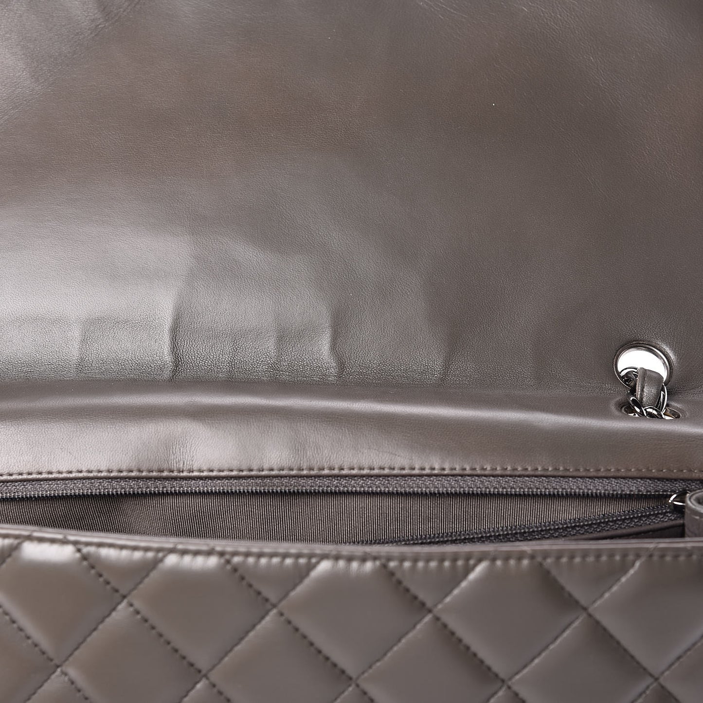 Lambskin Quilted Maxi Single Flap Dark Grey