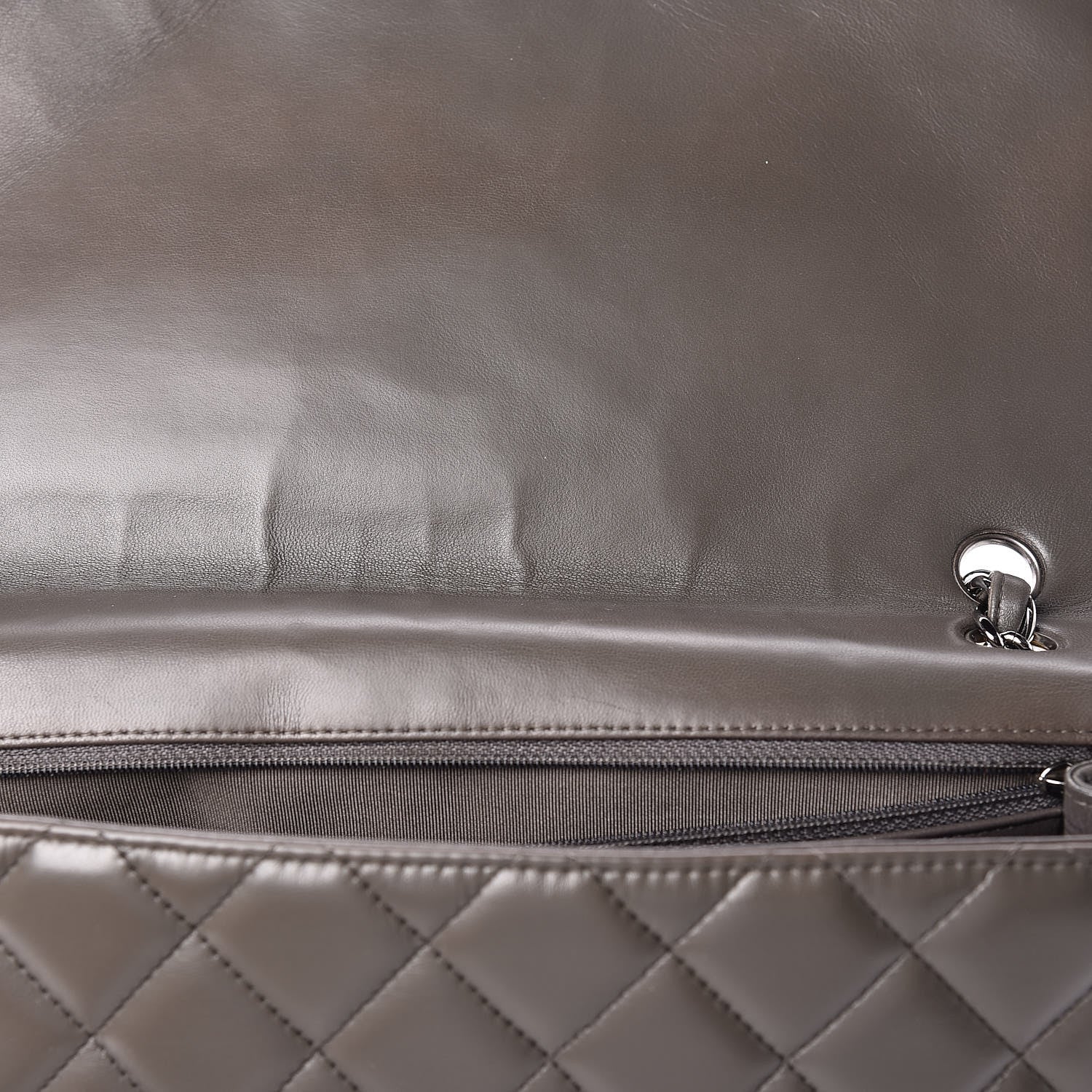 Chanel Lambskin Quilted Maxi Single Flap Dark Grey 8 of 15
