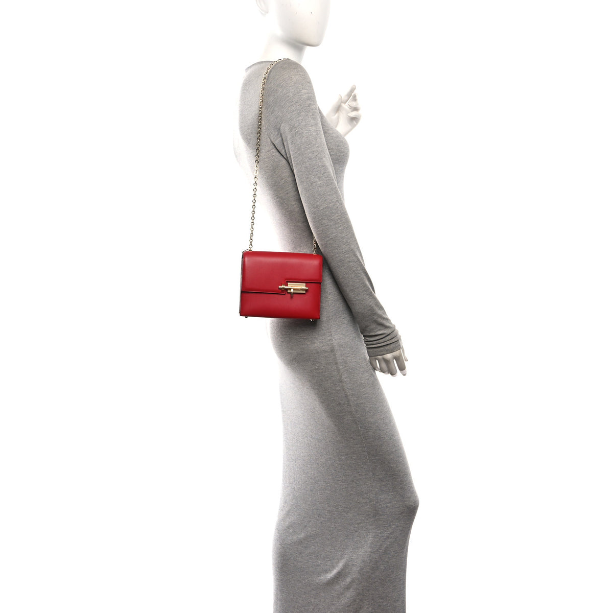 Tadelakt Mini Verrou Chaine Bag Rouge De Coeur