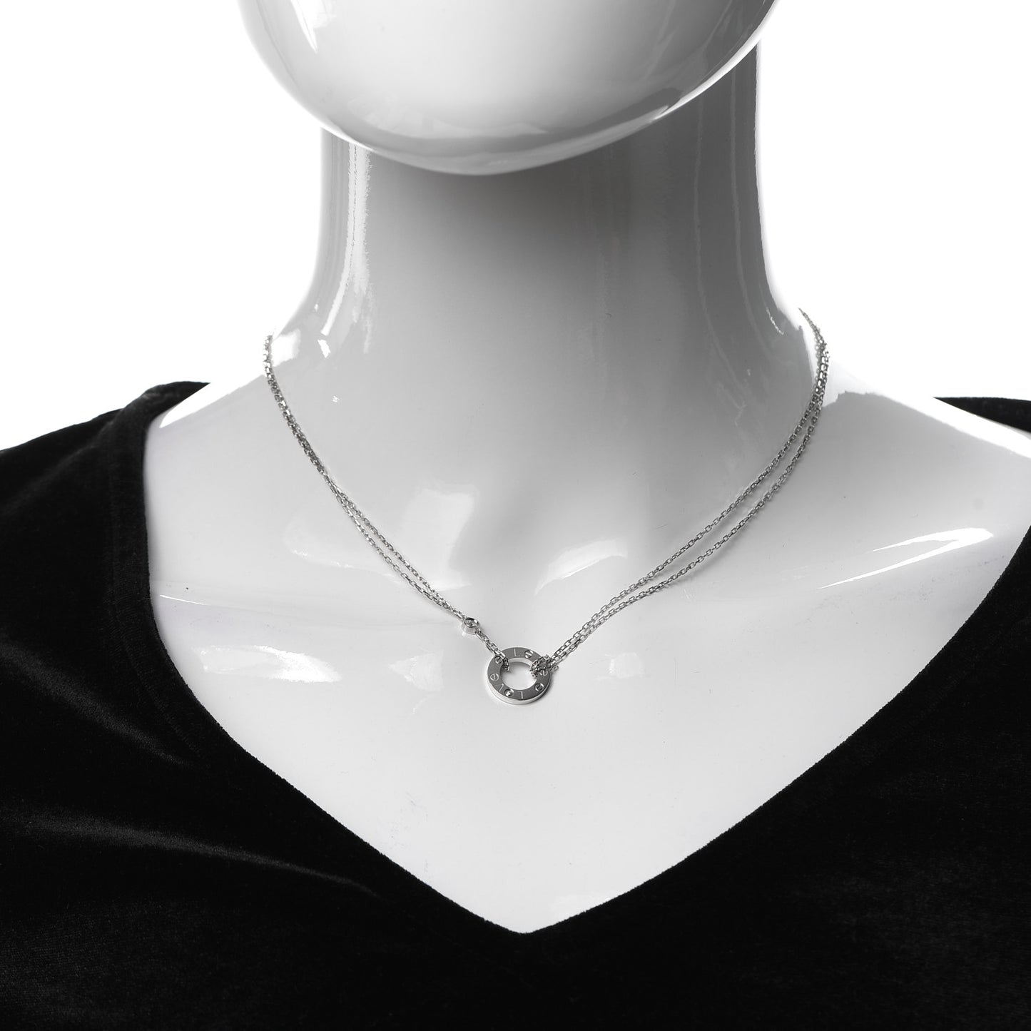 18K White Gold 2 Diamond LOVE Necklace