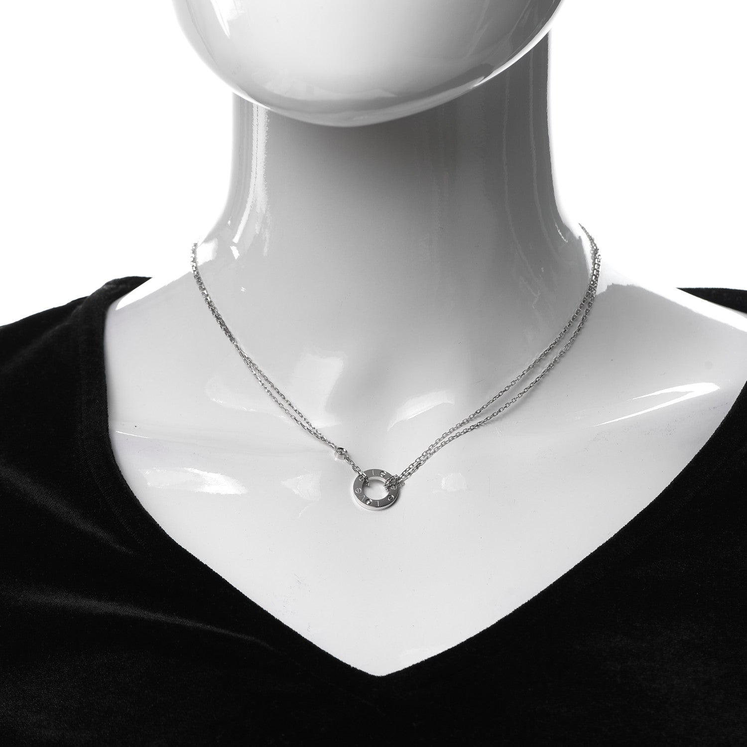 Cartier 18K White Gold 2 Diamond LOVE Necklace 2 of 6