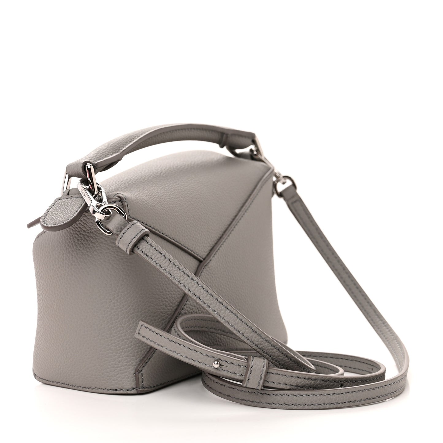 Soft Grained Calfskin Mini Puzzle Edge Bag Pearl Grey