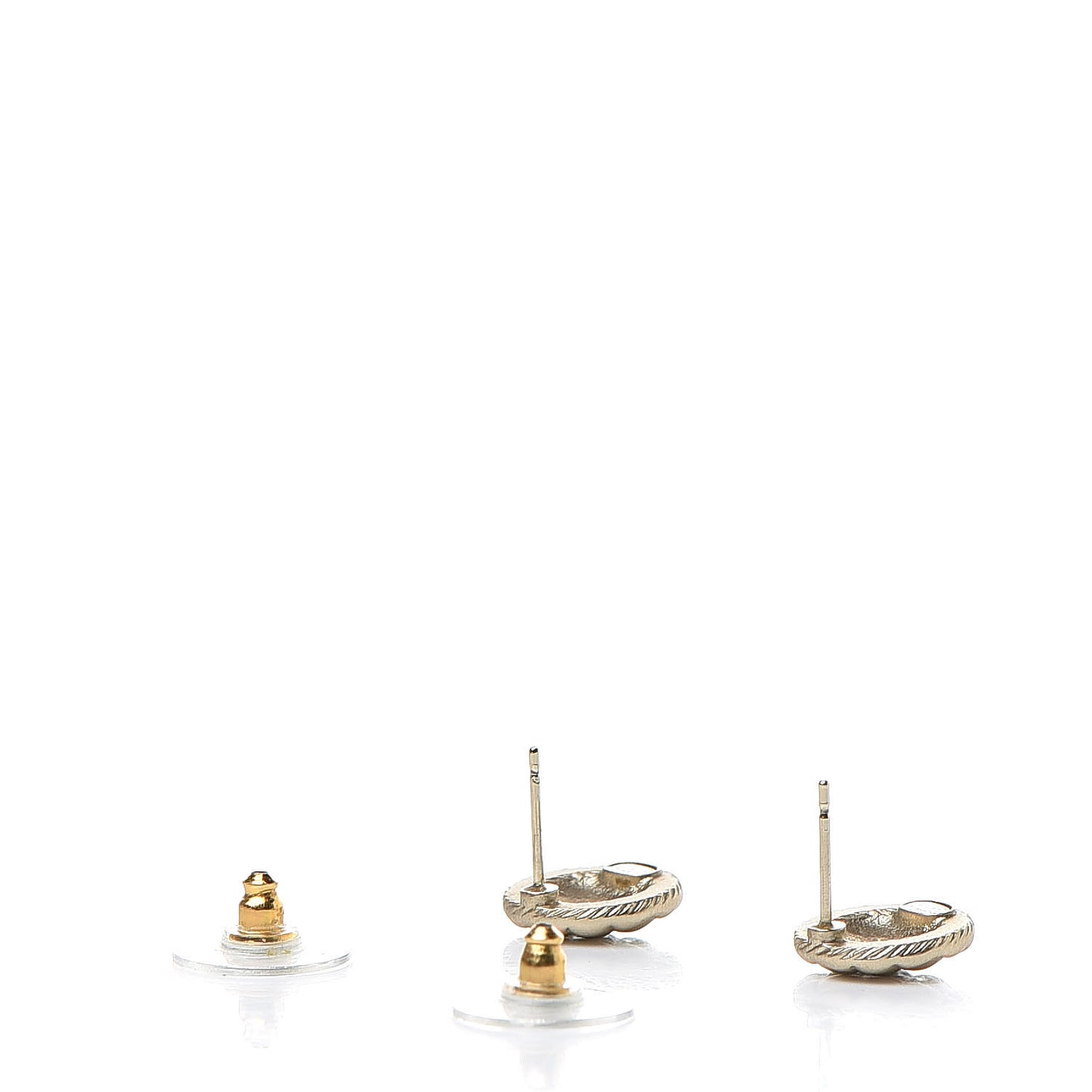 CC Quilted Round Earrings Gold Black