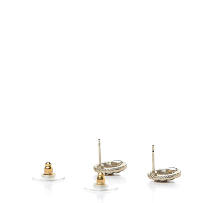 Chanel CC Quilted Round Earrings Gold Black 3 of 5