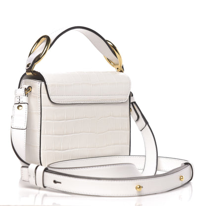 Chloe Calfskin Crocodile Embossed Mini C Double Carry Brilliant White 3 of 9
