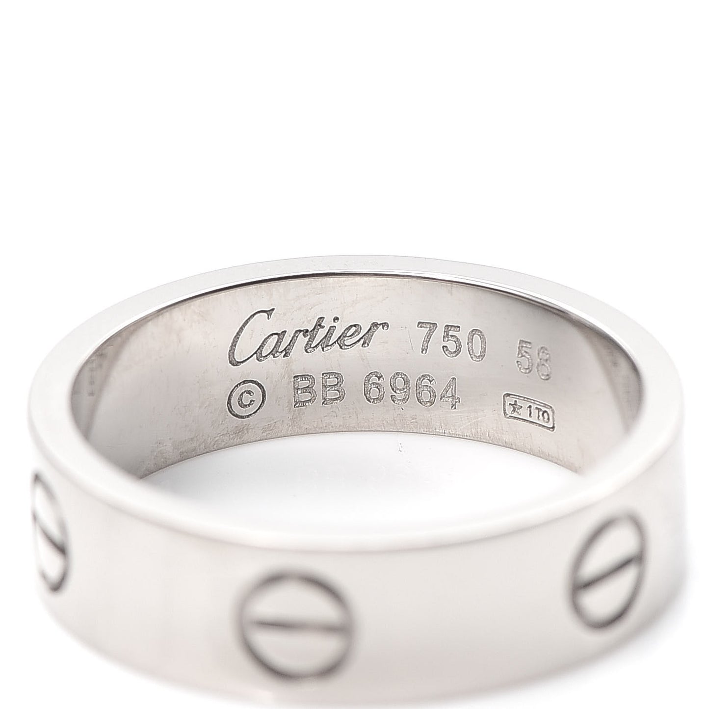 18K White Gold 5.5mm LOVE Ring 58 8.25