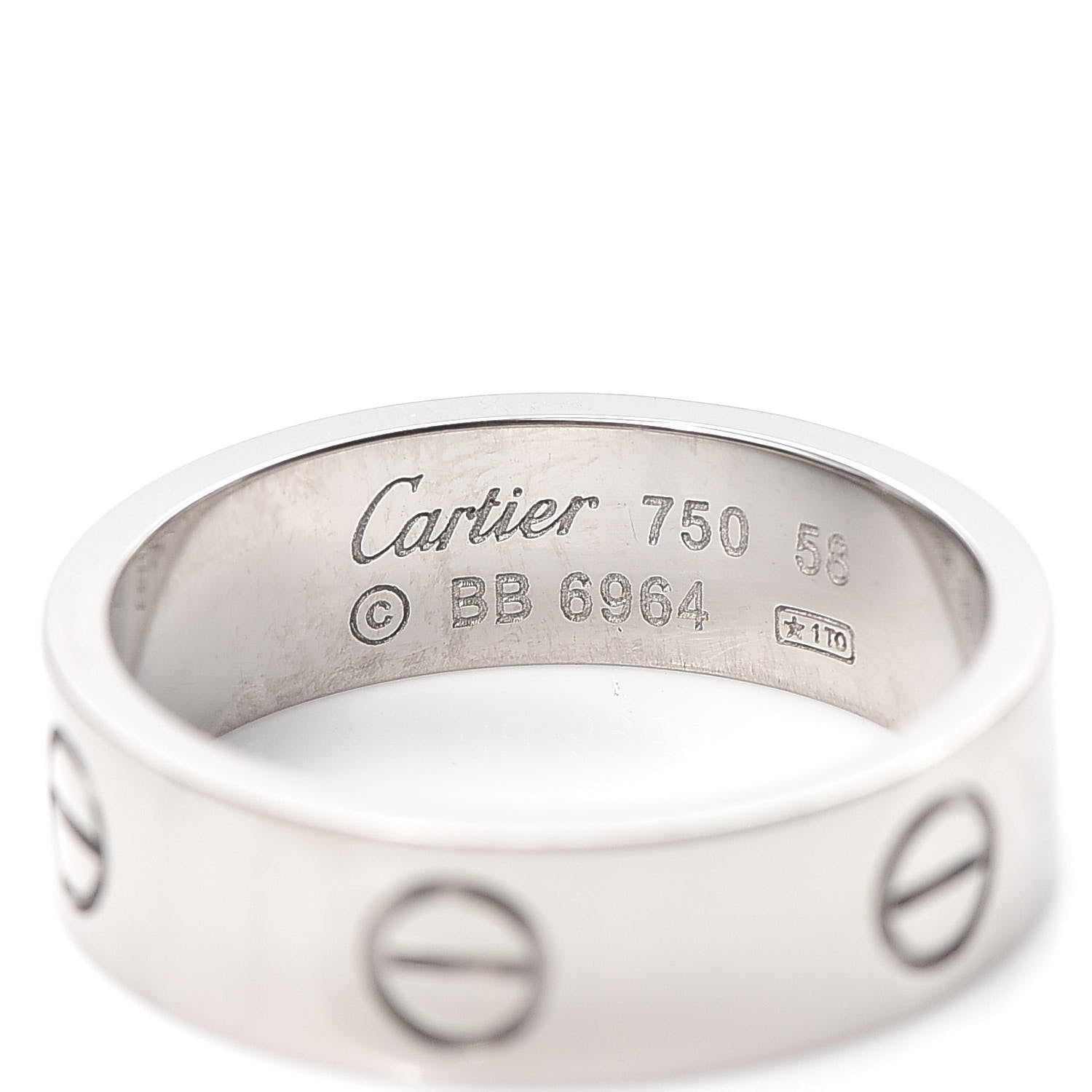 Cartier 18K White Gold 5.5mm LOVE Ring 58 8.25 4 of 5