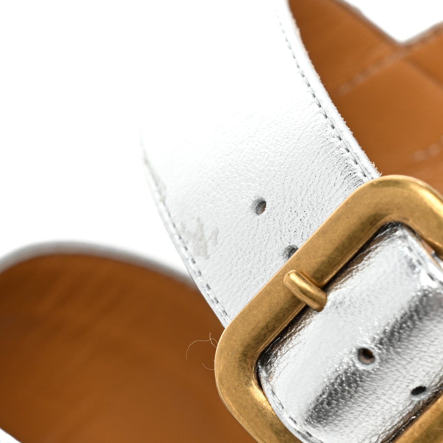 Nappa Silk Strap Platform Sandals 37.5 Argento