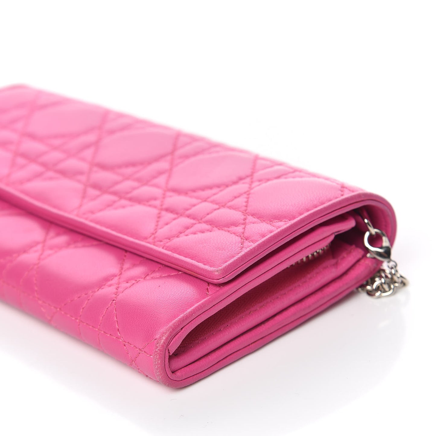 Lambskin Cannage Rendezvous Chain Wallet Pink