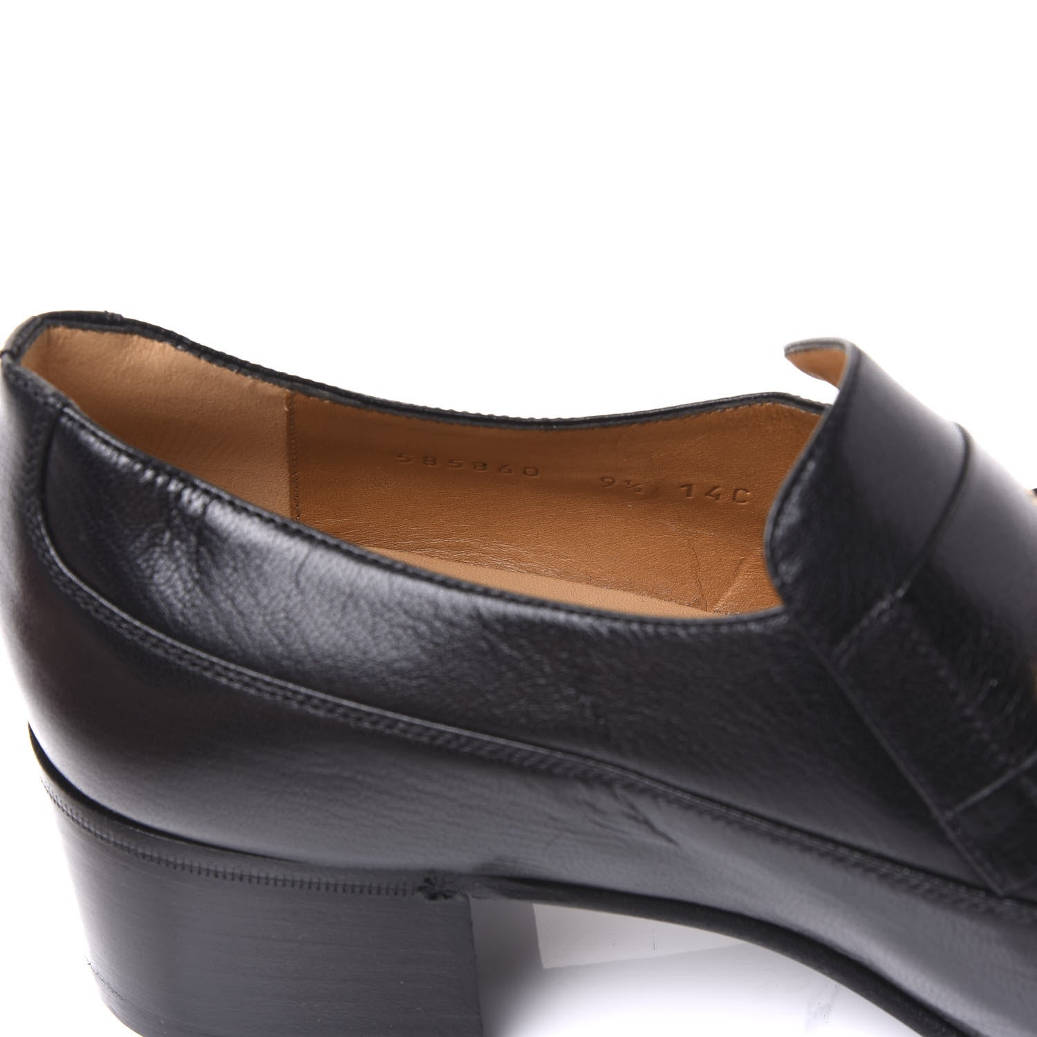 Gucci Goatskin Mens Chain Mid Heel Loafers 9.5 Black 8 of 9