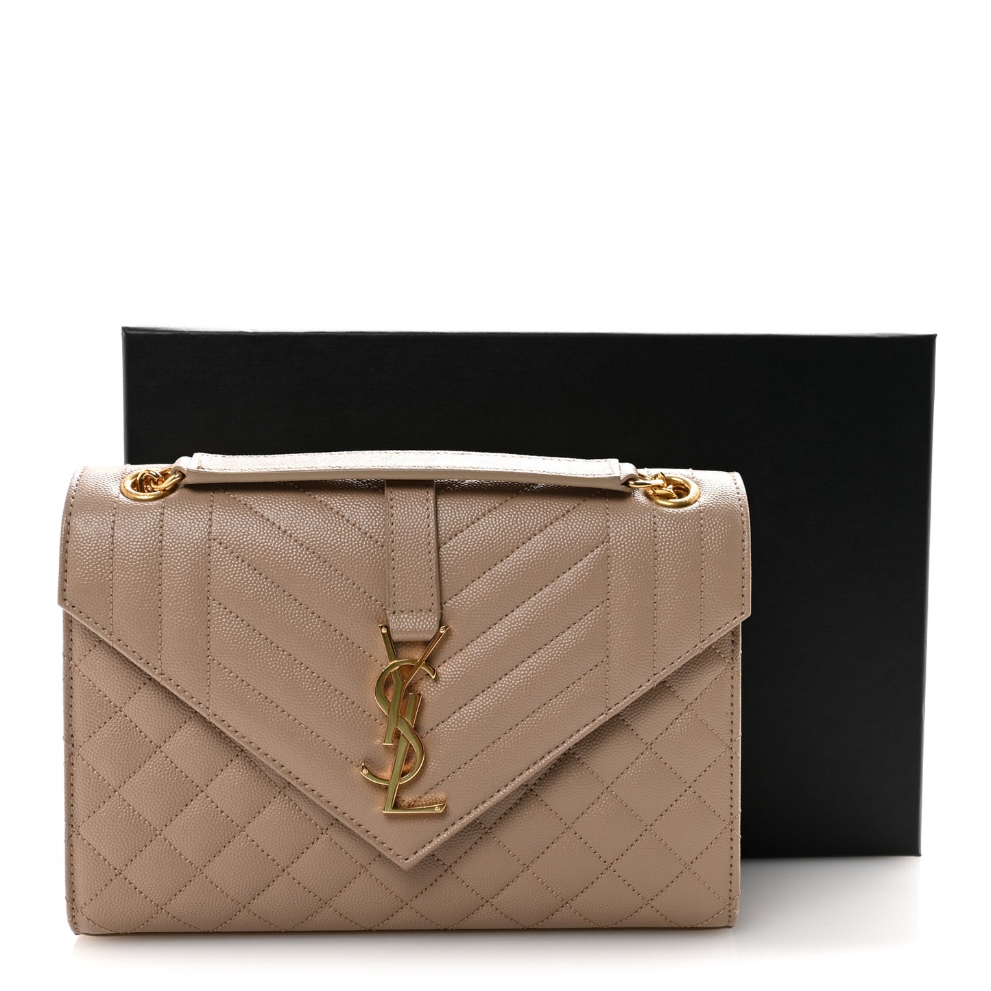 Grain De Poudre Textured Mixed Matelasse Medium Triquilt Monogram Satchel Dark Beige