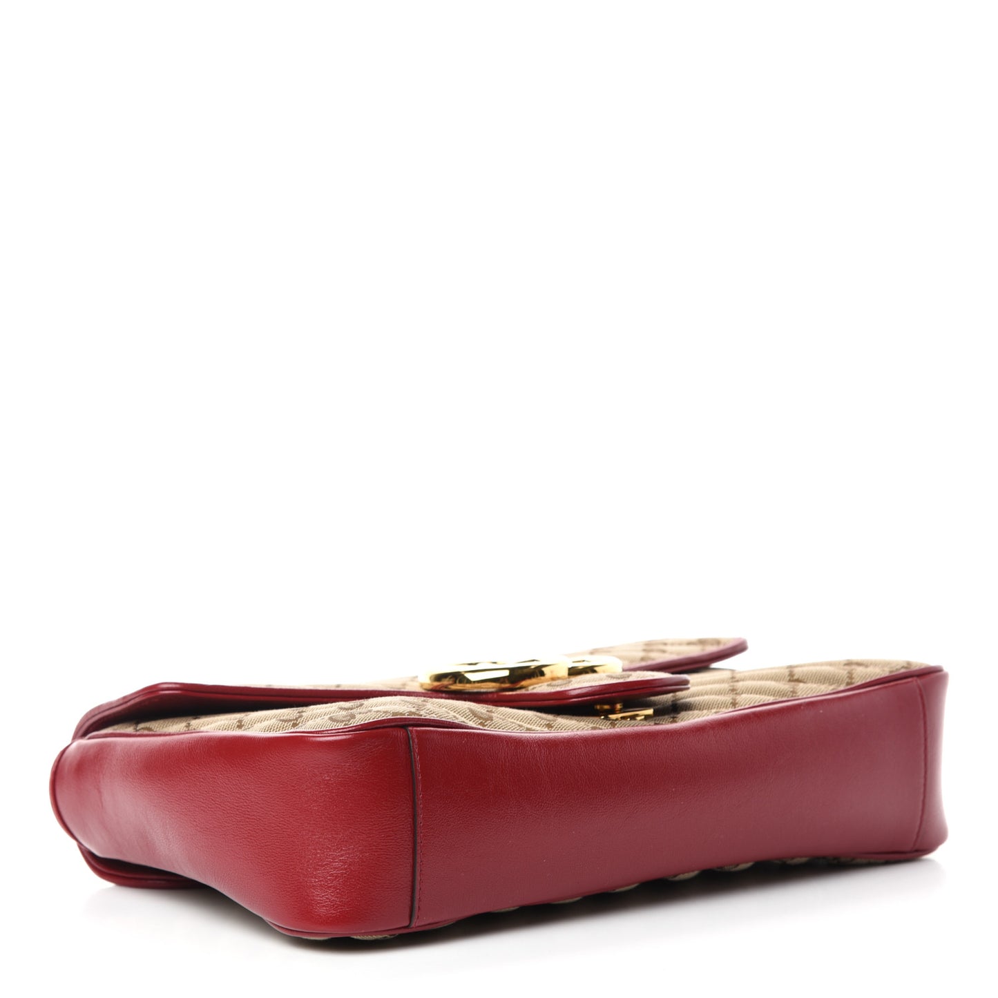 Monogram Azalea Calfskin Matelasse Diagonal Medium GG Marmont Shoulder Bag Beige Ebony New Cherry Red