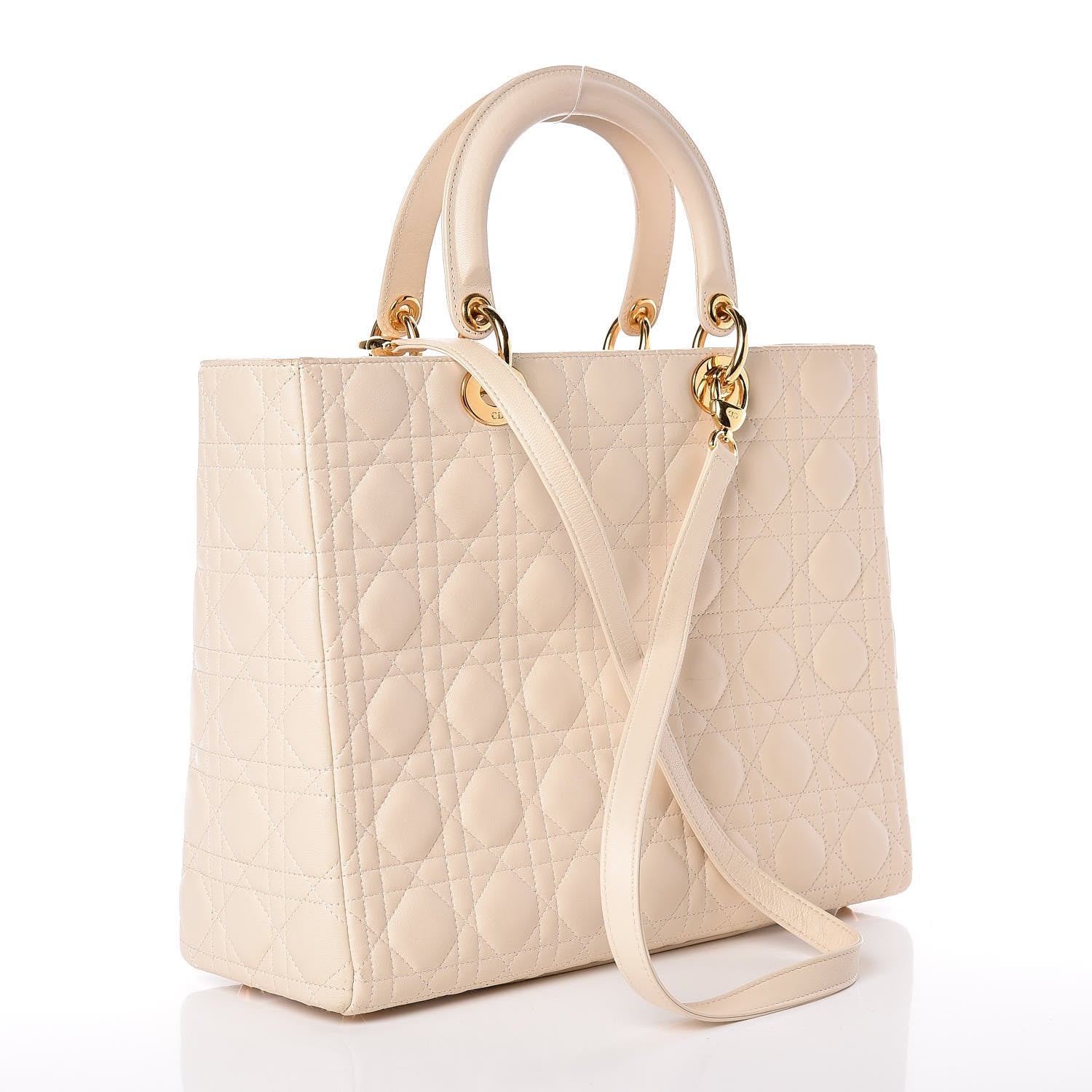 Christian Dior Lambskin Cannage Large Lady Dior Light Beige 3 of 20