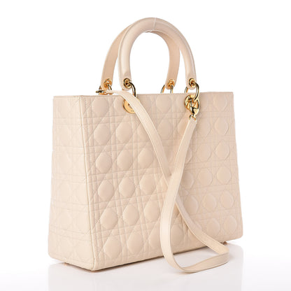 Christian Dior Lambskin Cannage Large Lady Dior Light Beige 3 of 20
