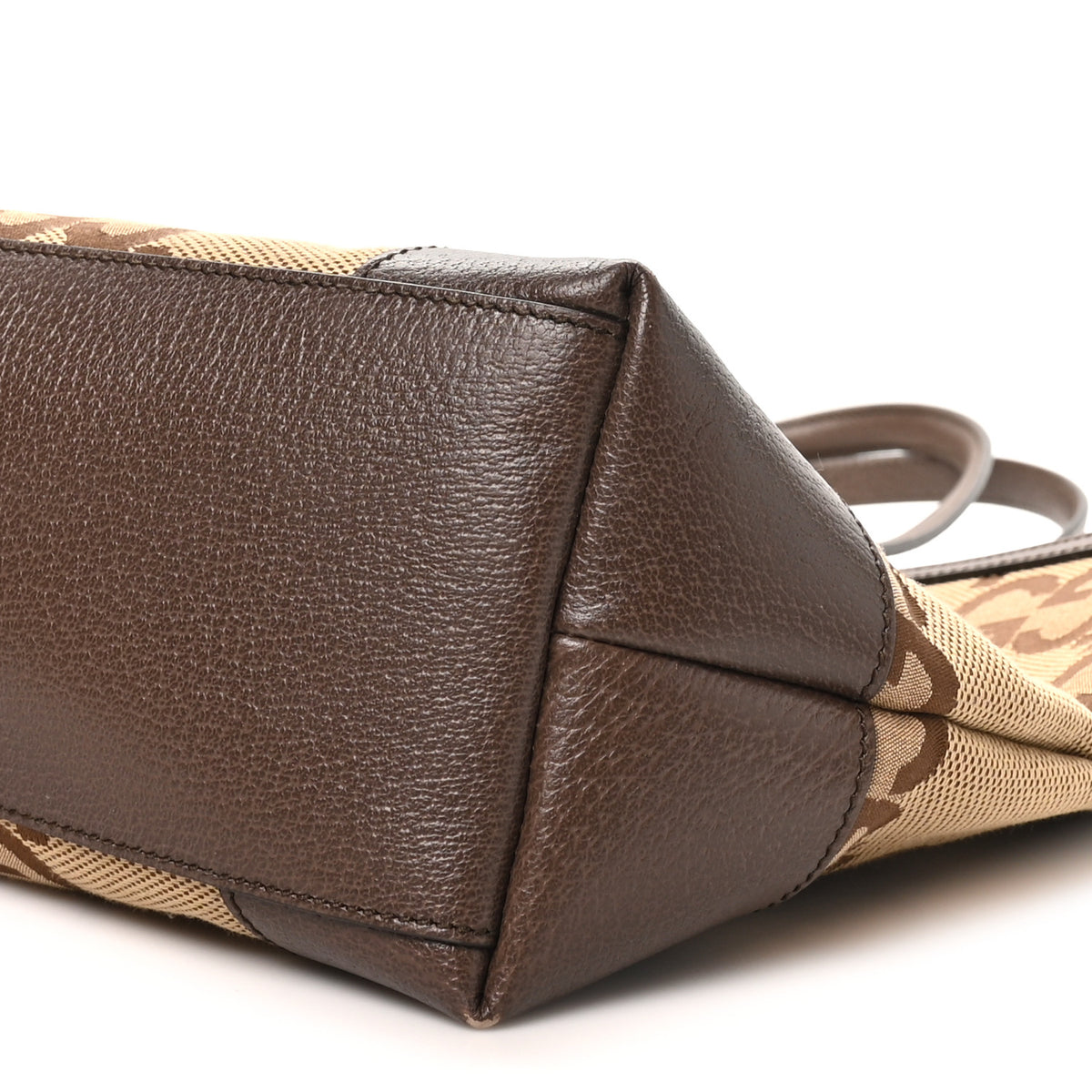 Monogram Jumbo GG Textured Dollar Calfskin Web Medium Ophidia Shopping Tote Camel Ebony