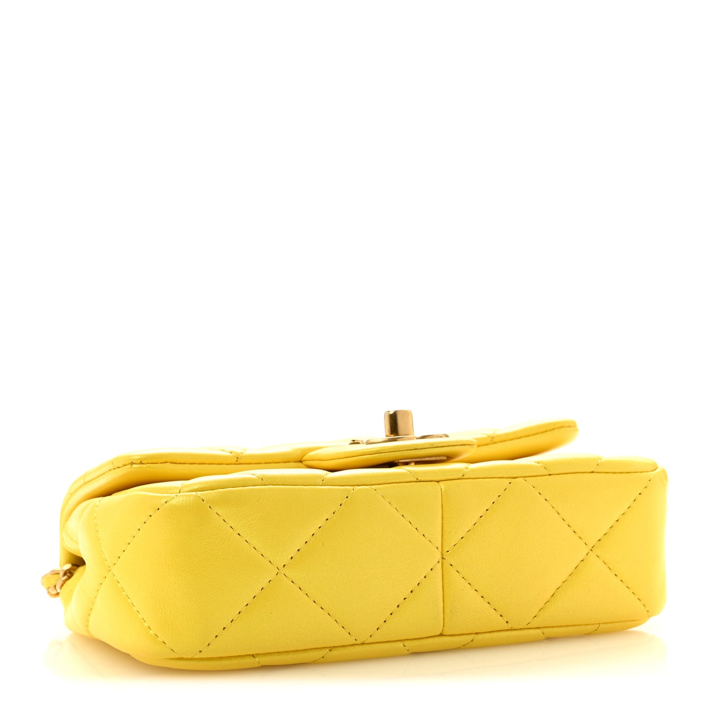 Pearly Lambskin Pearl Quilted Mini Flap Yellow