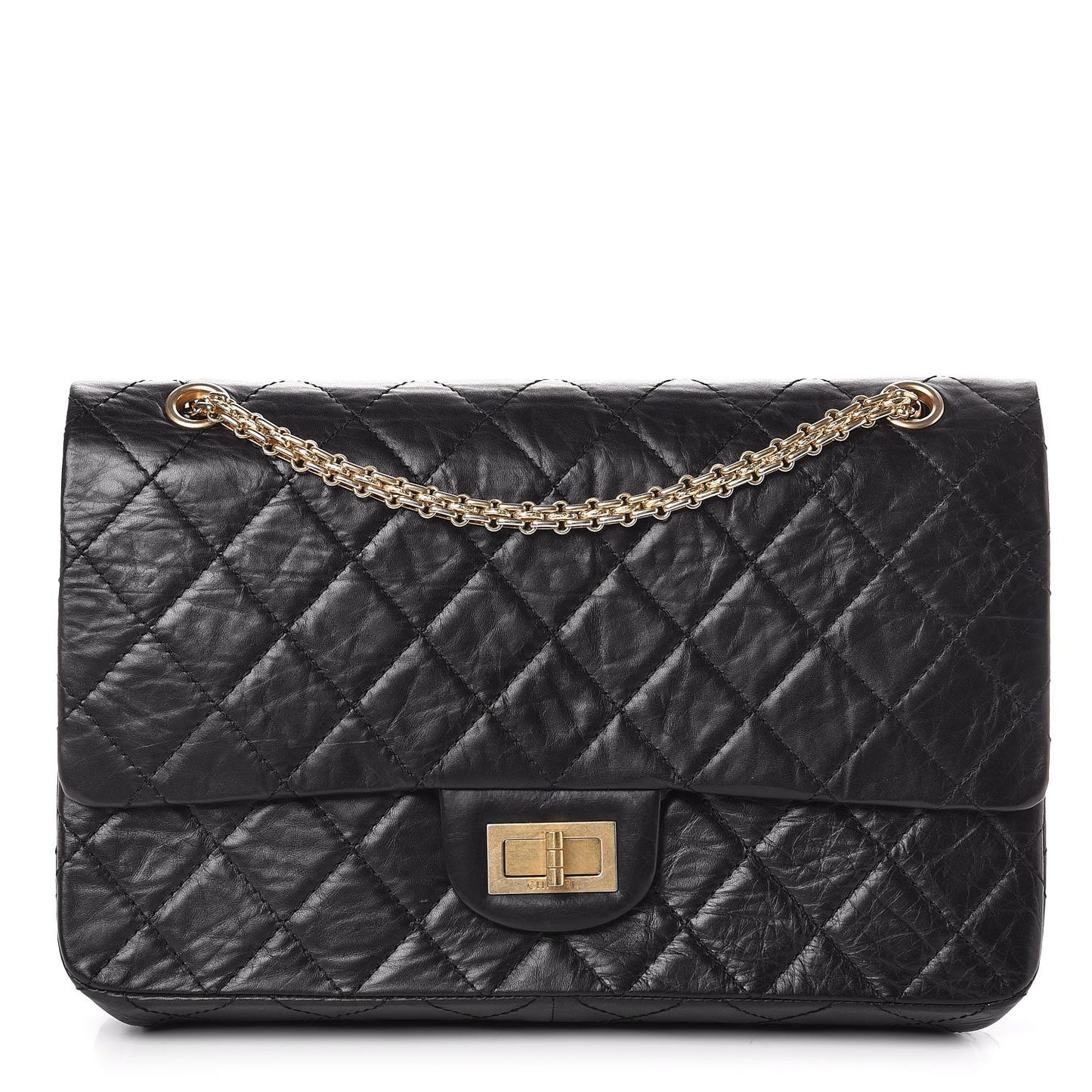 Aged Calfskin Quilted 50th Anniversary 2.55 Reissue 227 Flap Black