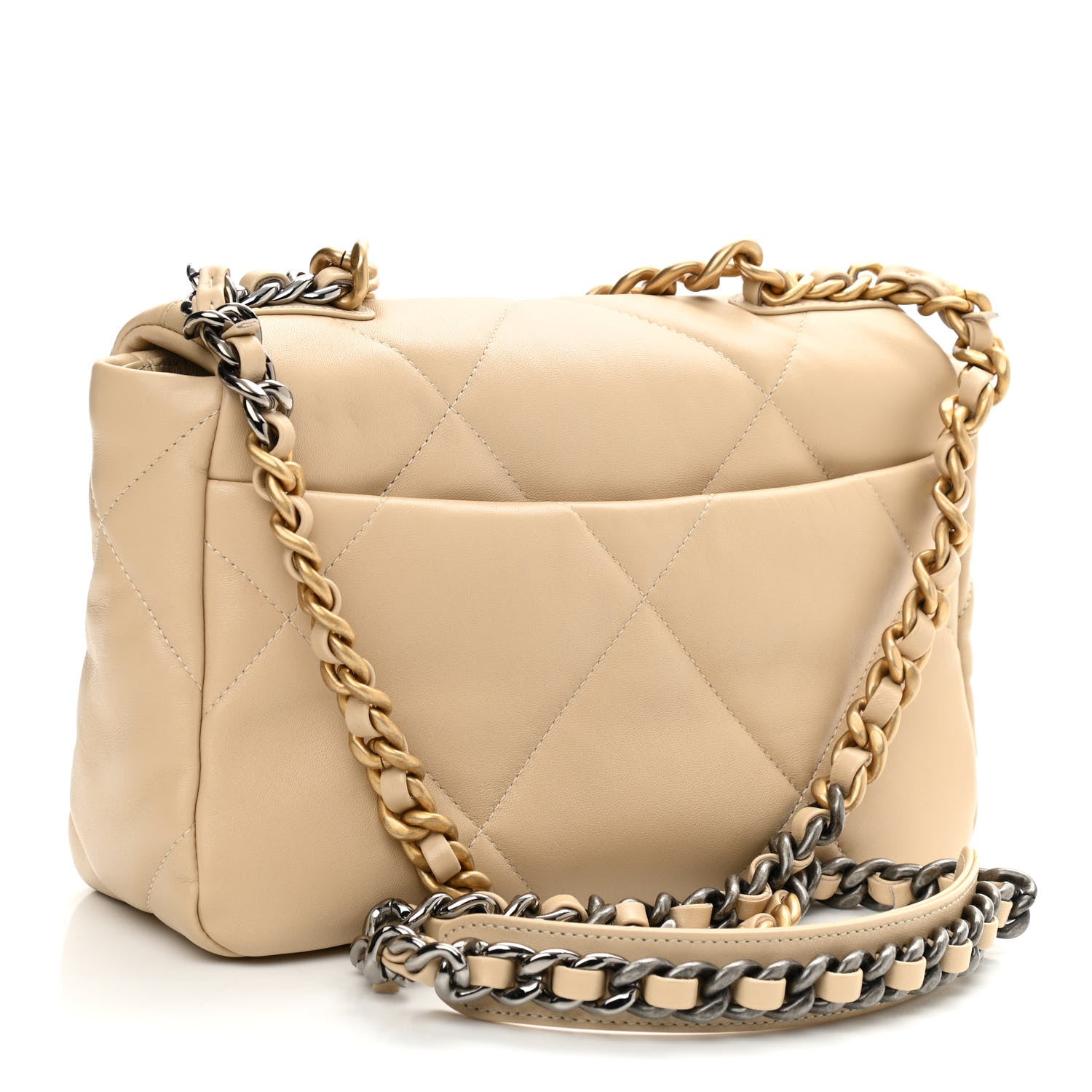 Chanel Lambskin Quilted Medium Chanel 19 Flap Beige 3 of 10