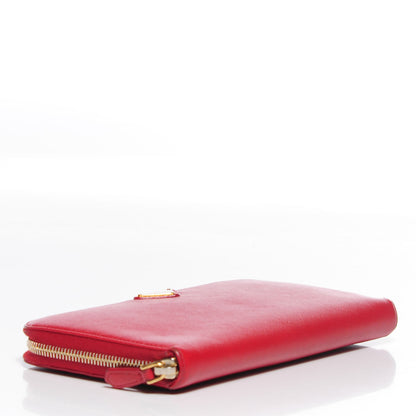 Prada Saffiano Metal Zip Around Wallet Fuoco 4 of 10