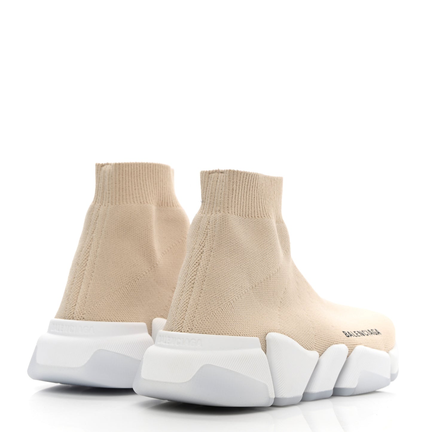 Technical 3D Recycled Knit Bi-Color Womens Speed 2.0 Transparent Sole Sneakers 36 Light Beige White