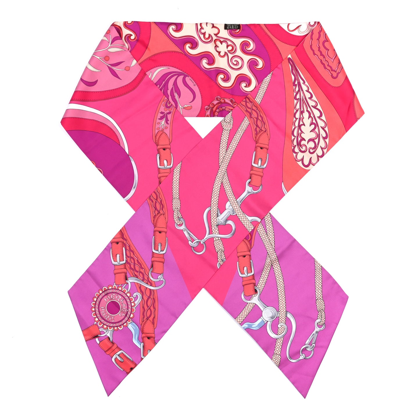 Silk Festival des Amazones Maxi Twilly Fuchsia Rose Indien Corail