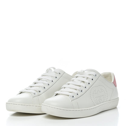 Gucci Calfskin Interlocking G Perforated Womens Ace Sneakers 35 White Wild Rose 3 of 14