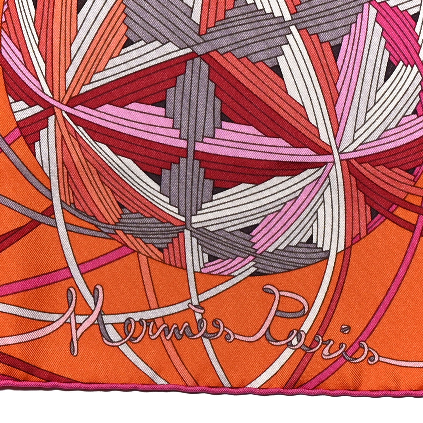 Silk L'Art Du Temari Scarf 90 Rose Vif Orange Prune