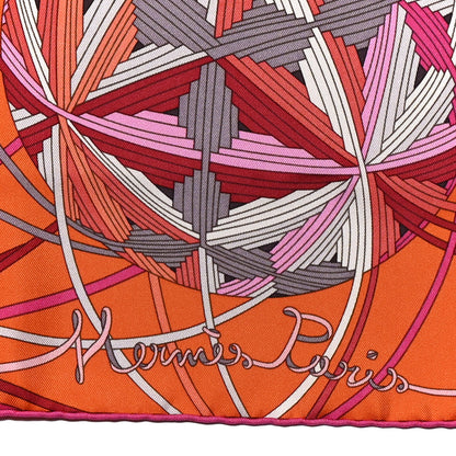 Hermes Silk L'Art Du Temari Scarf 90 Rose Vif Orange Prune 2 of 6