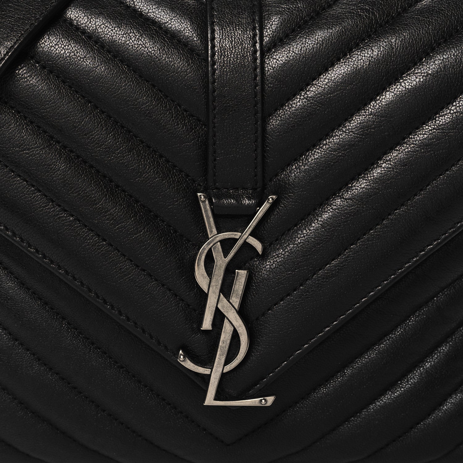 Saint Laurent Sheepskin Matelasse Chevron Monogram Medium College Bag Black 8 of 10