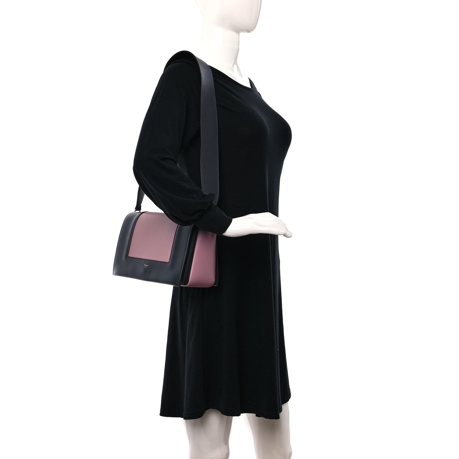 Celine Shiny Smooth Calfskin Medium Frame Shoulder Bag Liquorice Antique Rose 2 of 9