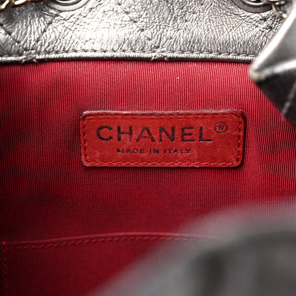 Chanel Metallic Crumpled Calfskin Quilted Small Gabrielle Backpack Silver 6 of 14