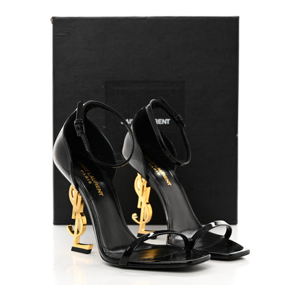 Saint Laurent Patent Calfskin Opyum 110 Sandals 37.5 Black Gold 8 of 8