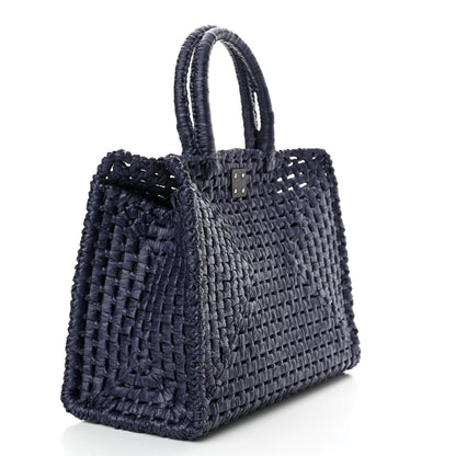 Salvatore Ferragamo Raffia Medium The Studio Box Bag Midnight 4 of 12