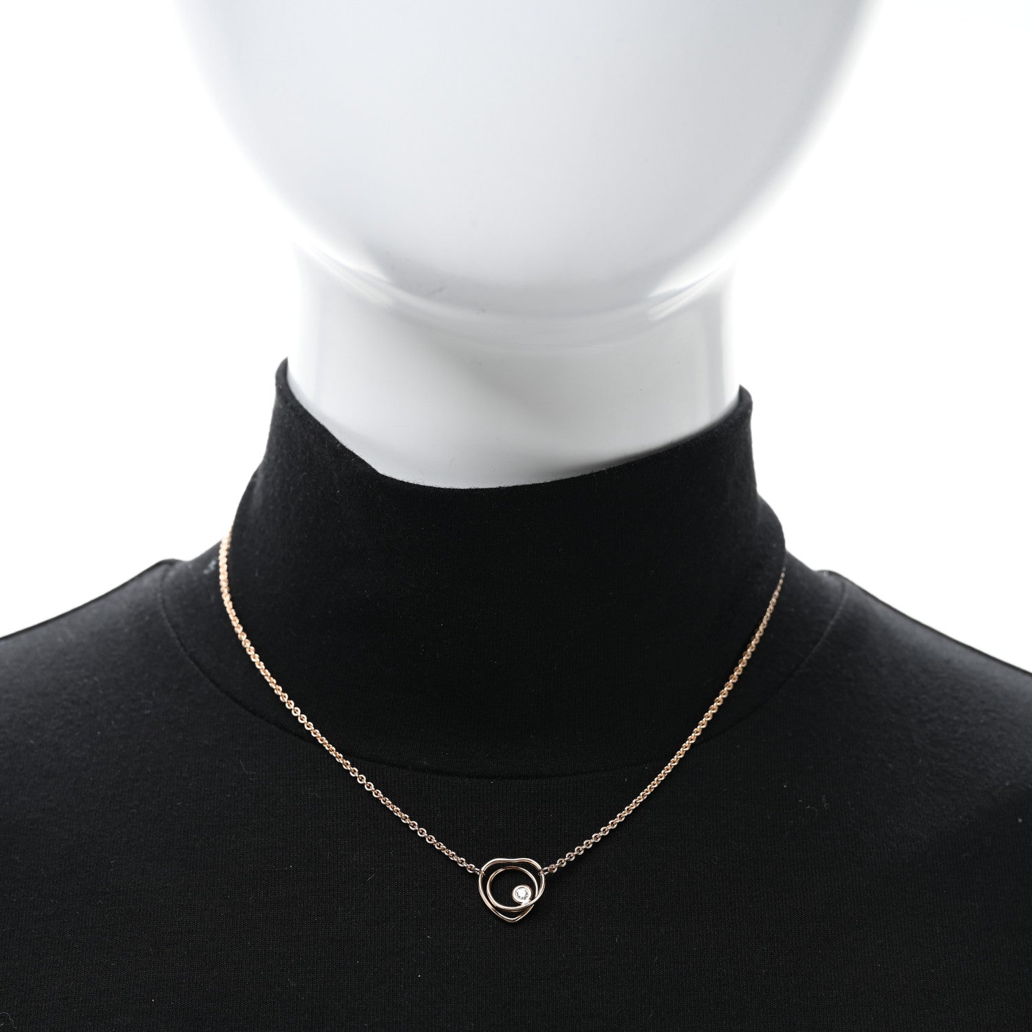 Hermes 18K Rose Gold Diamond TPM Vertige Coeur Necklace 2 of 5