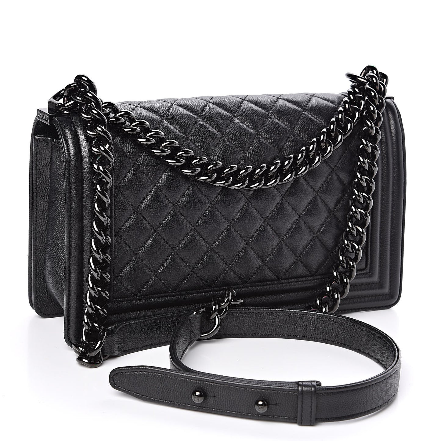 Caviar Quilted Medium Boy Flap So Black