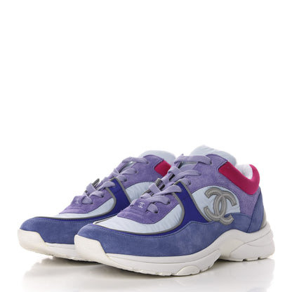 Chanel Nylon Calfskin Suede CC Womens Sneakers 39 Light Blue 3 of 14