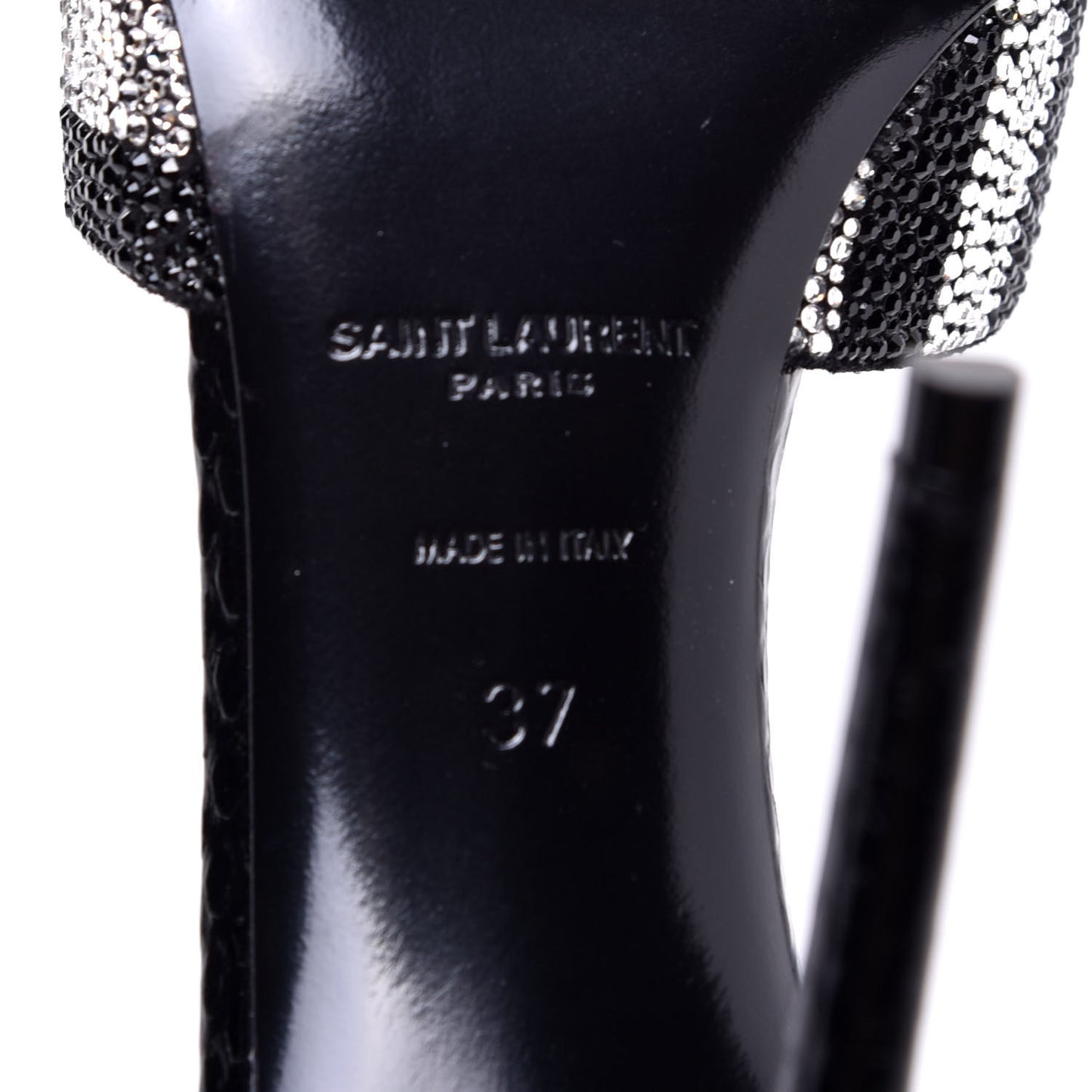 Watersnake Crystal Embellished Zoe 105 Ankle Strap Pumps 37 Black