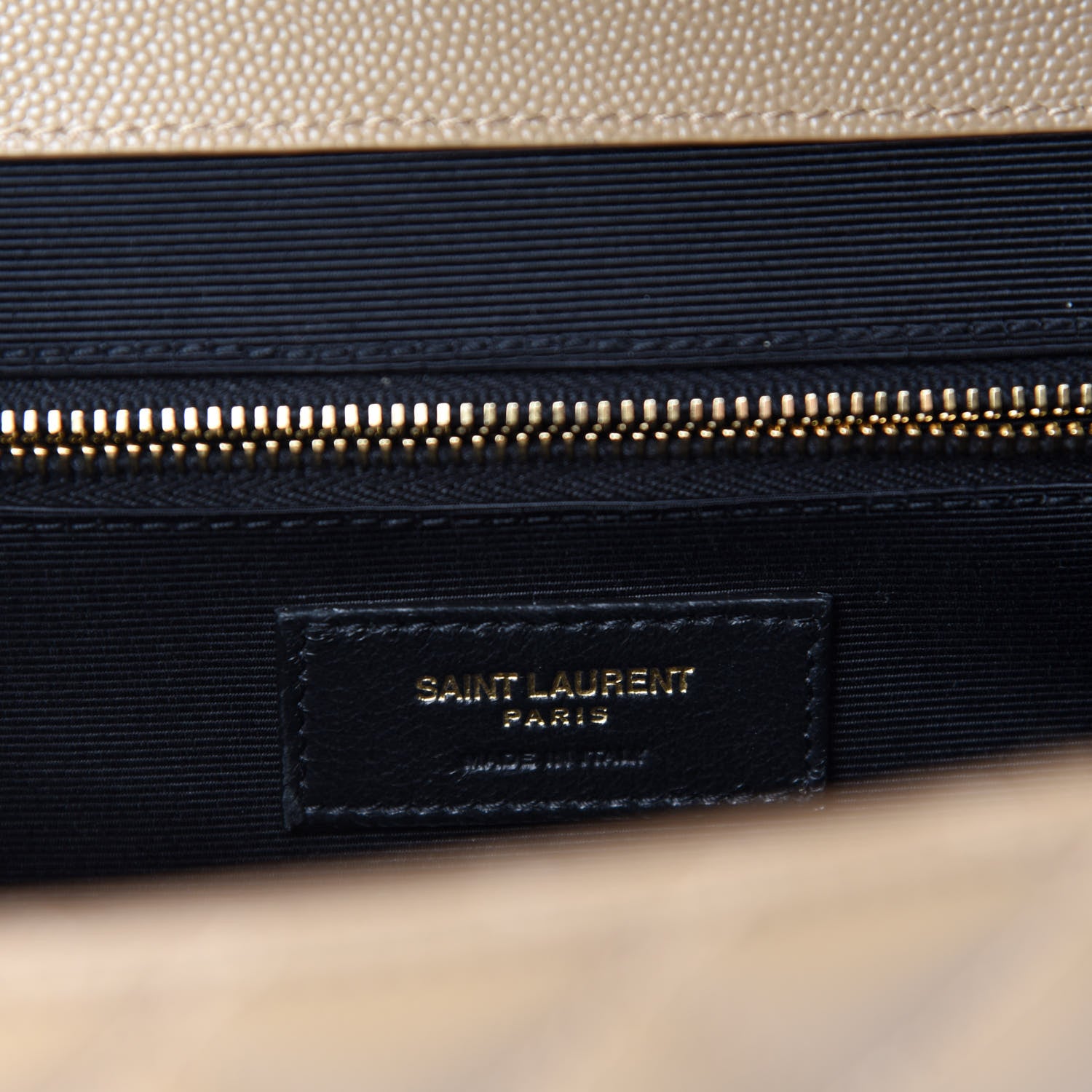 Saint Laurent Grain De Poudre Mixed Matelasse Large Triquilt Monogram Satchel Dark Beige 9 of 12