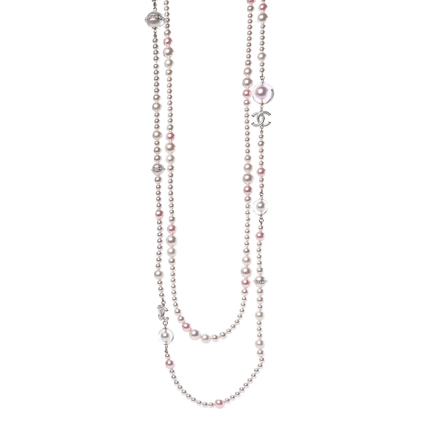 Chanel Pearl CC Long Necklace Golden Pearly White 1 of 6