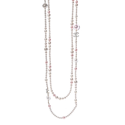 Chanel Pearl CC Long Necklace Golden Pearly White 1 of 6
