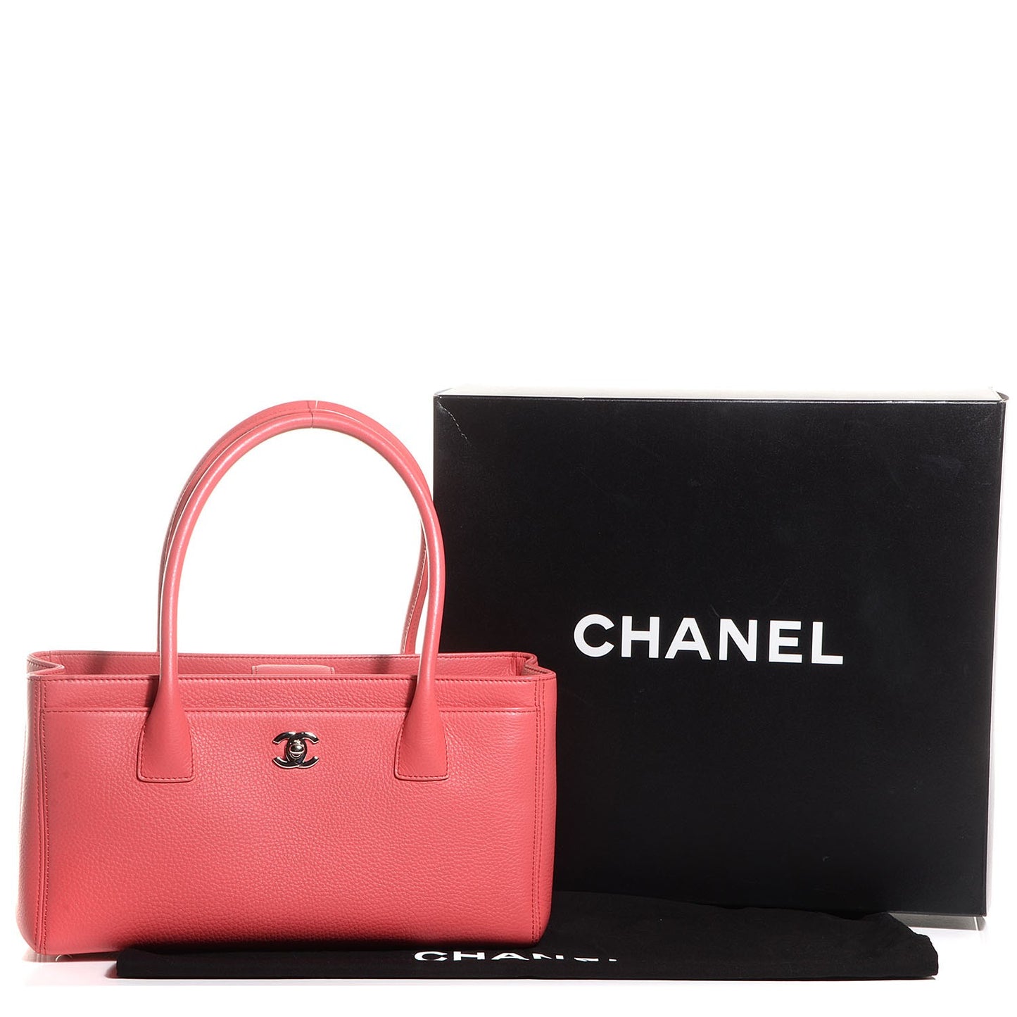Calfskin Small Cerf Shopper Tote Coral