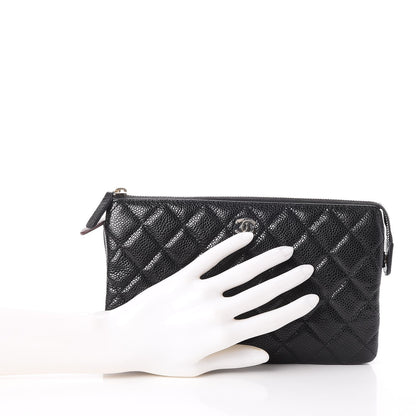Chanel Caviar Quilted Large Zipped Clutch Black 2 of 9