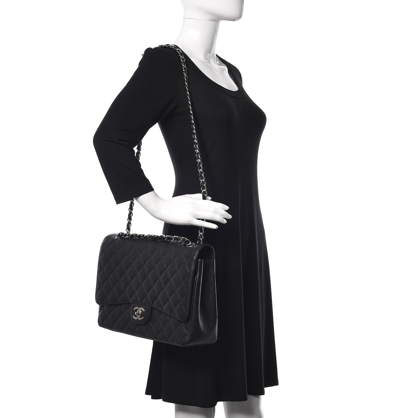Caviar Quilted Maxi Double Flap Black
