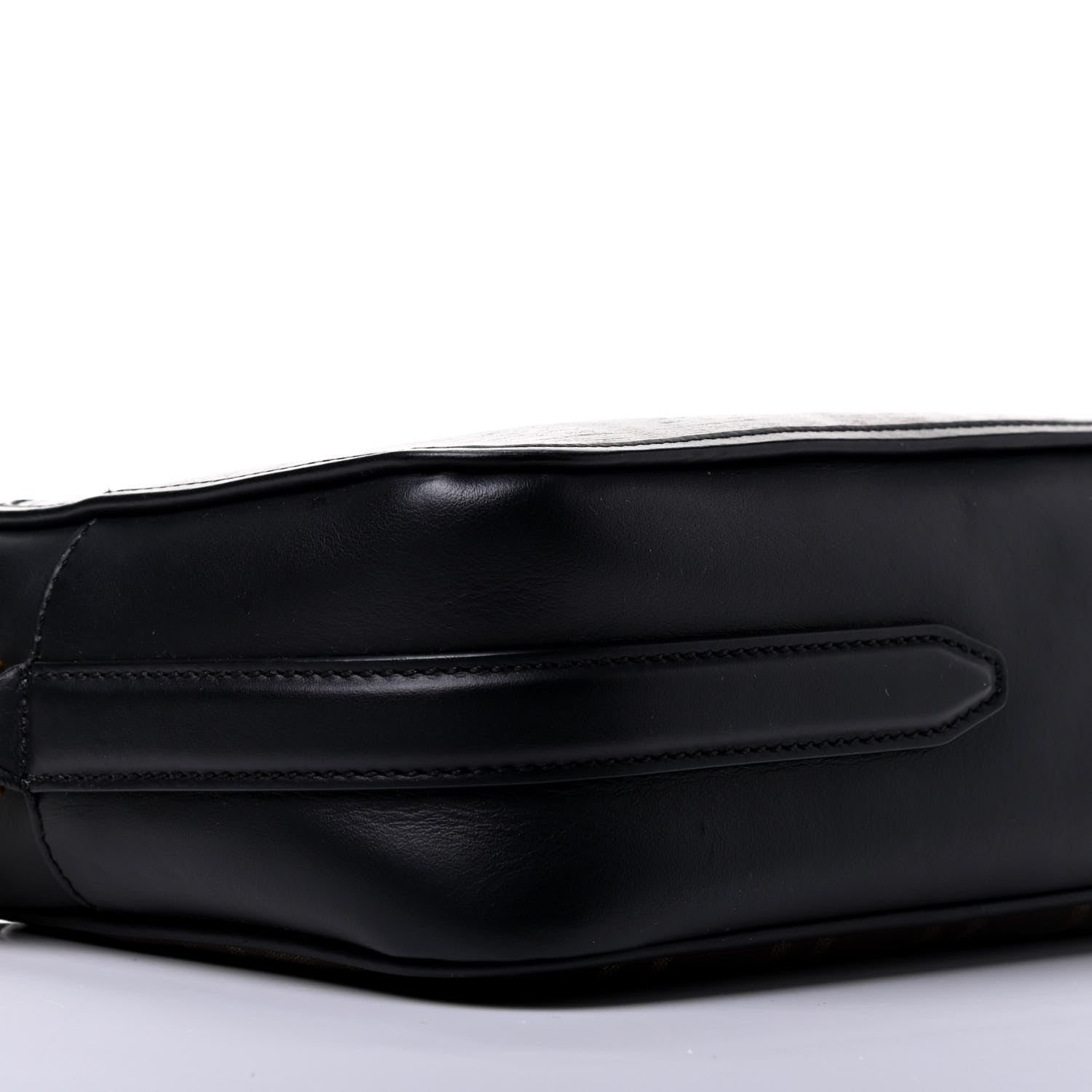 Fendi Glazed Fabric Vitello Century FF 1974 Stamp Patch Camera Case Mogano Panna Black 14 of 16
