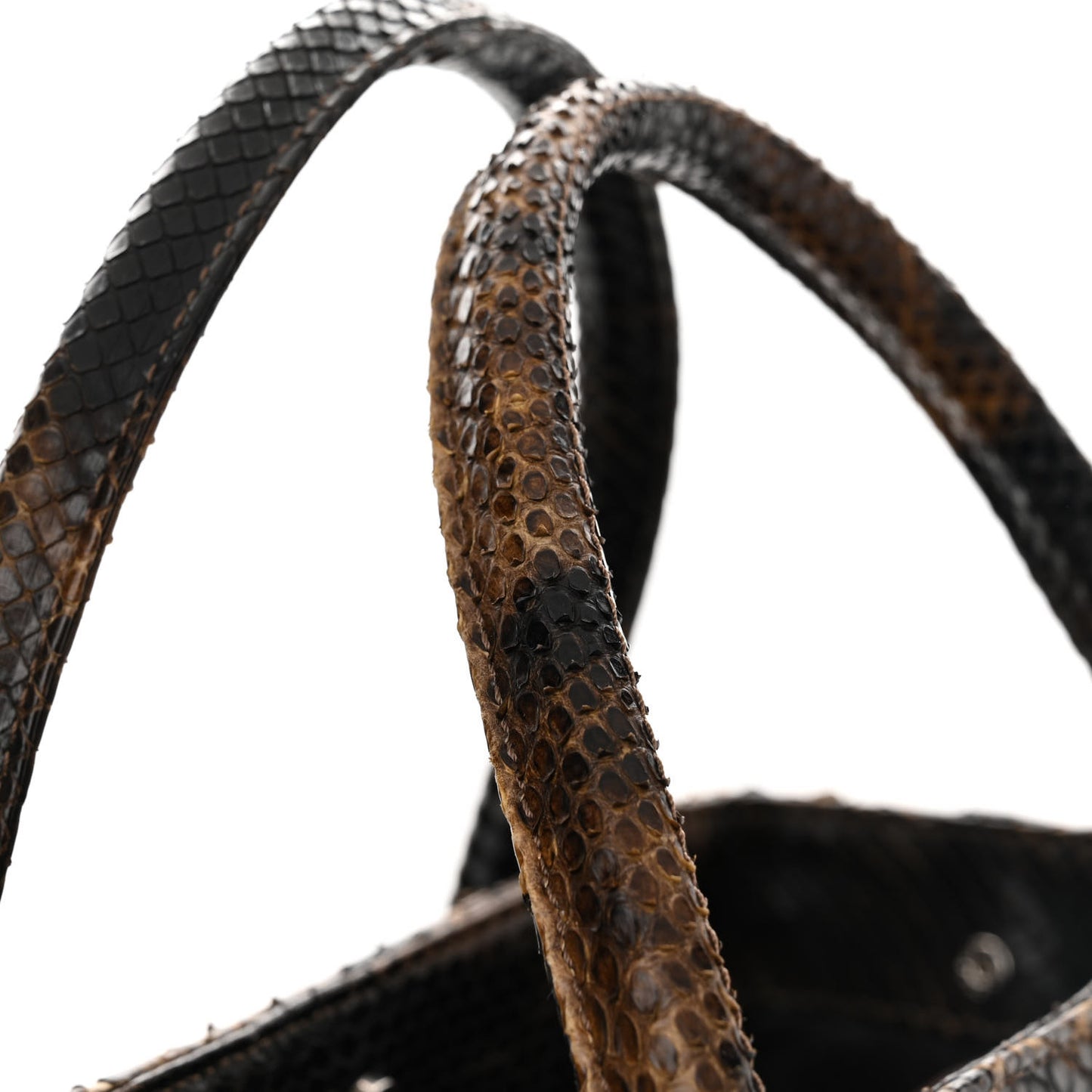 Snakeskin Executive Cerf Shopper Tote Dark Brown