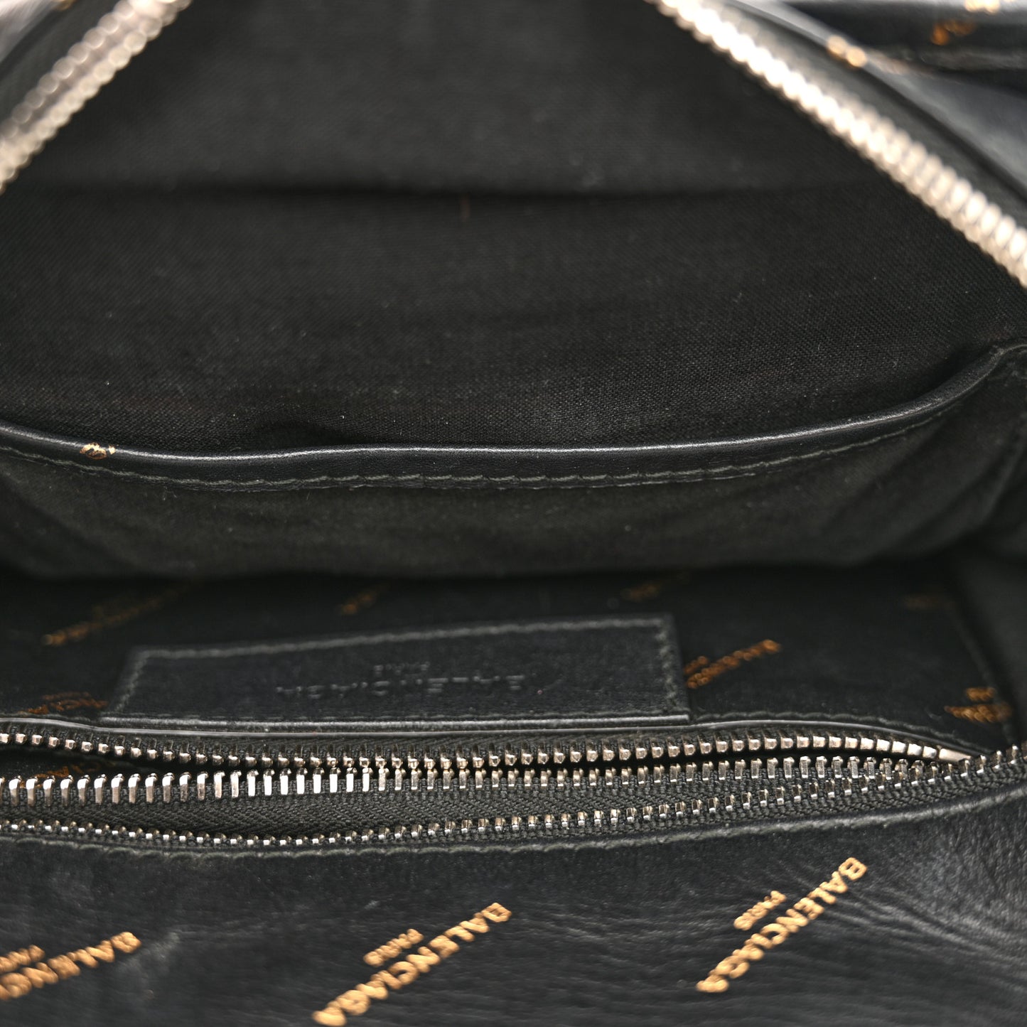 Calfskin Allover Logo XS Bazar Shopper Tote Black Gold