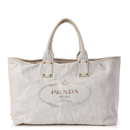 Prada Denim Logo Tote Light Blue 1 of 14