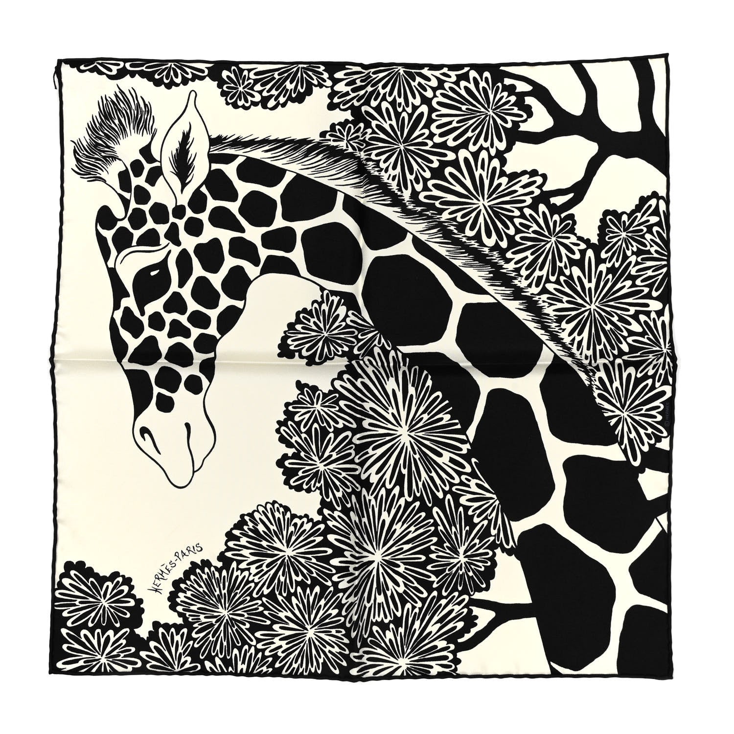 Hermes Silk The Three Graces Zoom Scarf 45 Blanc Casse Black 1 of 4